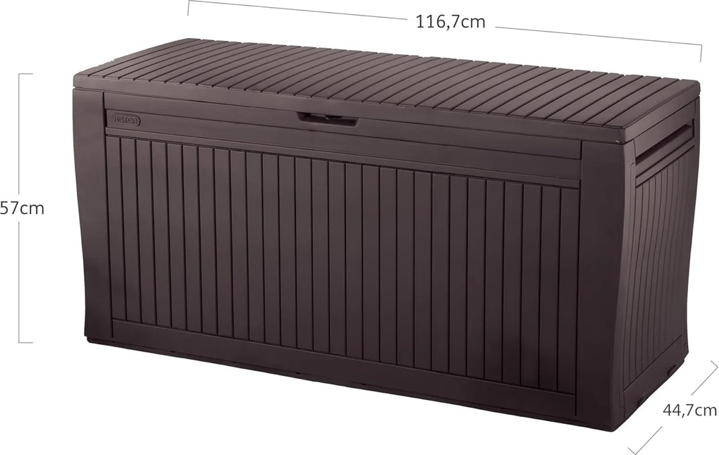 Baule Cassapanca da Esterno 116,7x57x44,7 cm in Resina Effetto Legno Keter Comfy Marrone...