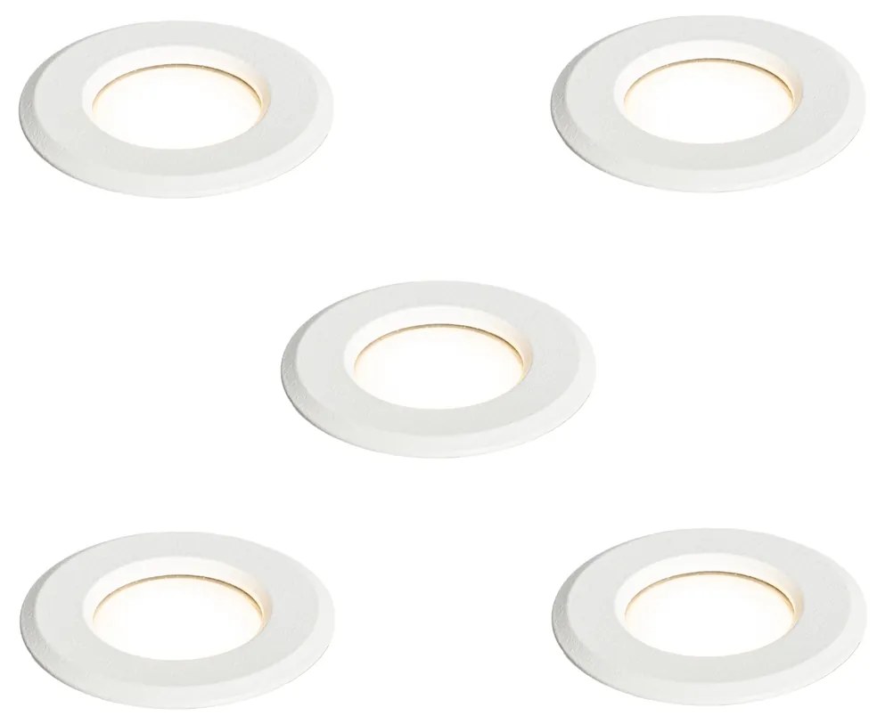 Set di 5 faretti da incasso moderni bianchi con LED IP67 - Linsey