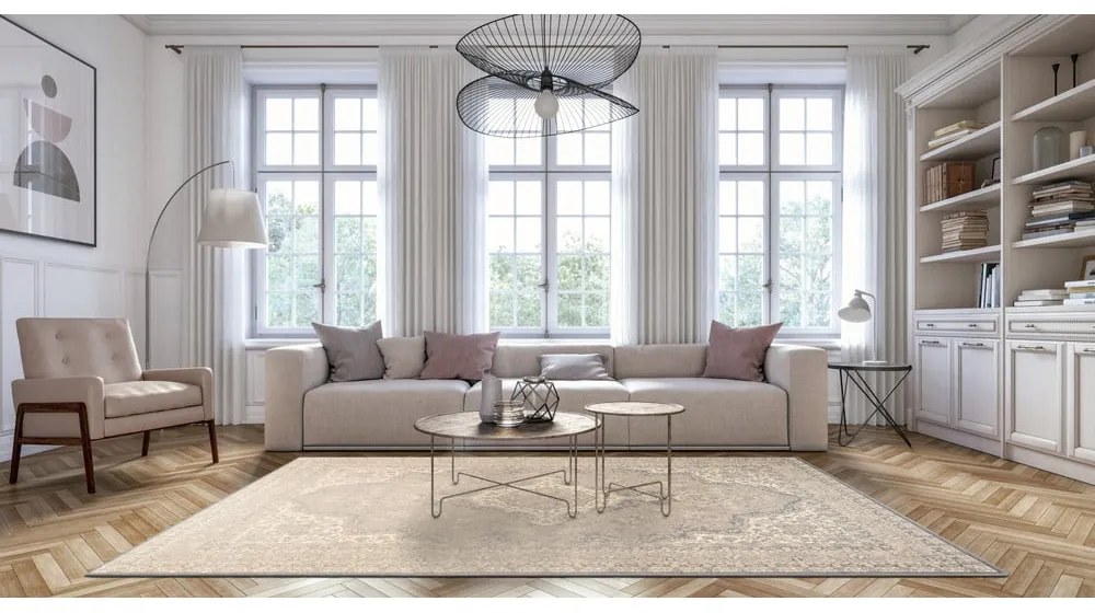Tappeto in lana beige 160x240 cm William - Agnella