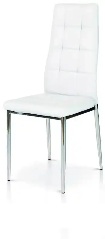 Set di 6 sedie in ecopelle grigie con struttura in metallo cromato