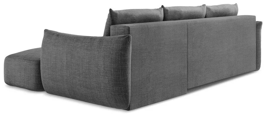 Divano angolare grigio scuro allungabile (con penisola a destra/con chaise lounge) Leila – Makamii