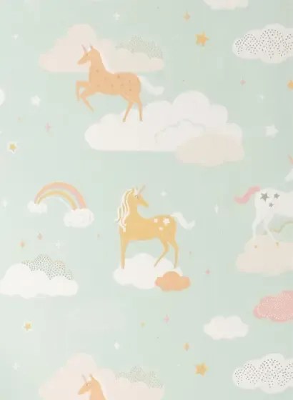 Majvillan Carta da parati Rainbow Treasures - Bubblegum Turquoise