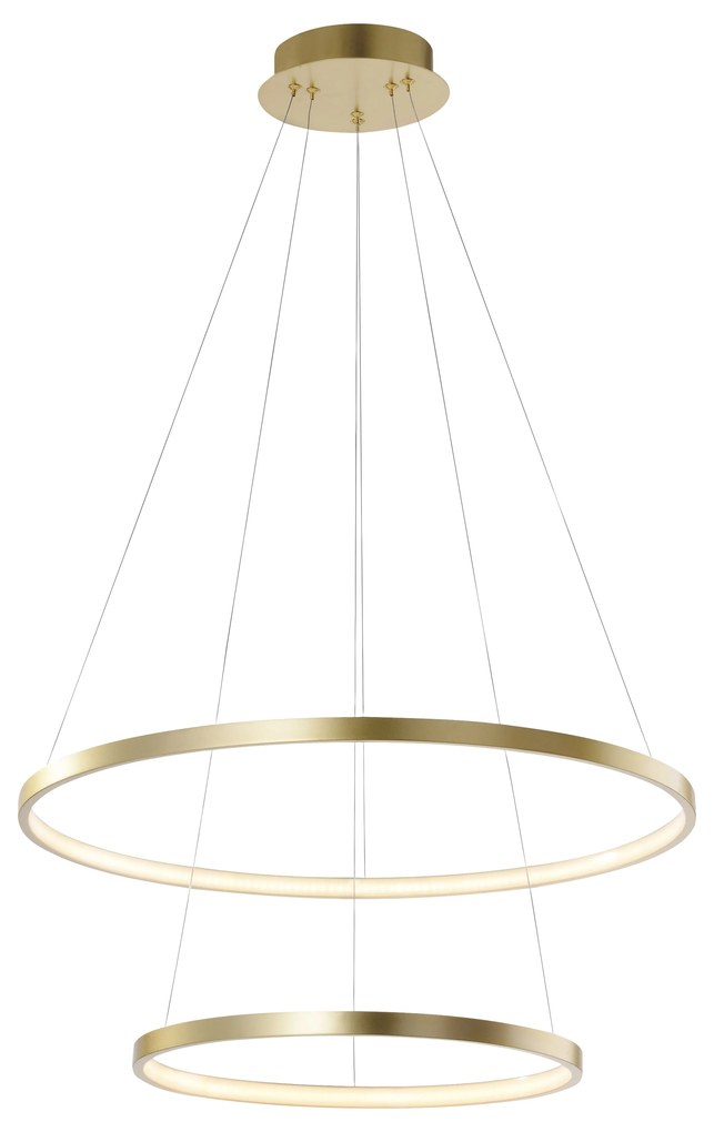 Lampada a sospensione moderna con anello dorato incl. LED - Anella Duo