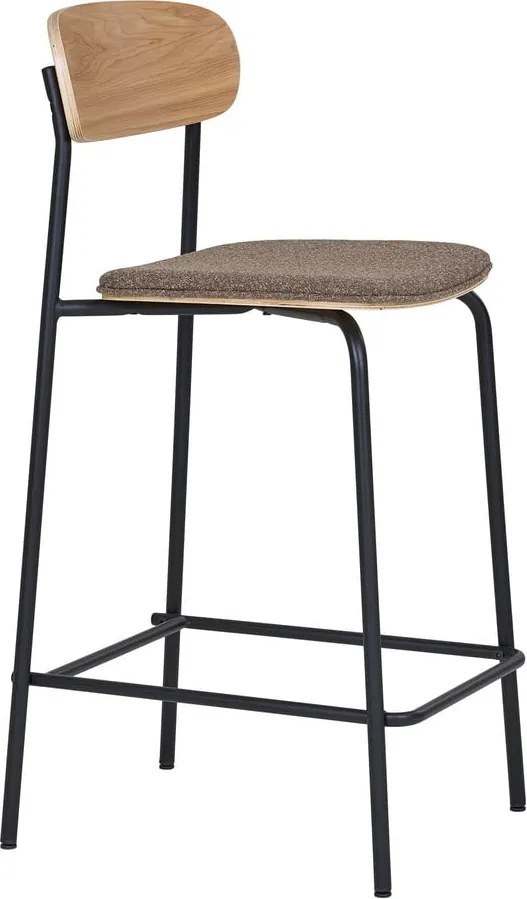 Sgabello da bar nero/marrone con effetto frassino impilabile (altezza della seduta 66 cm) Estepona – House Nordic