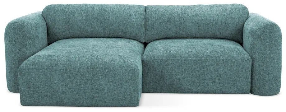 Divano angolare blu allungabile/con contenitore (con penisola a sinistra/con chaise lounge) con rivestimento in ciniglia Mele – Makamii