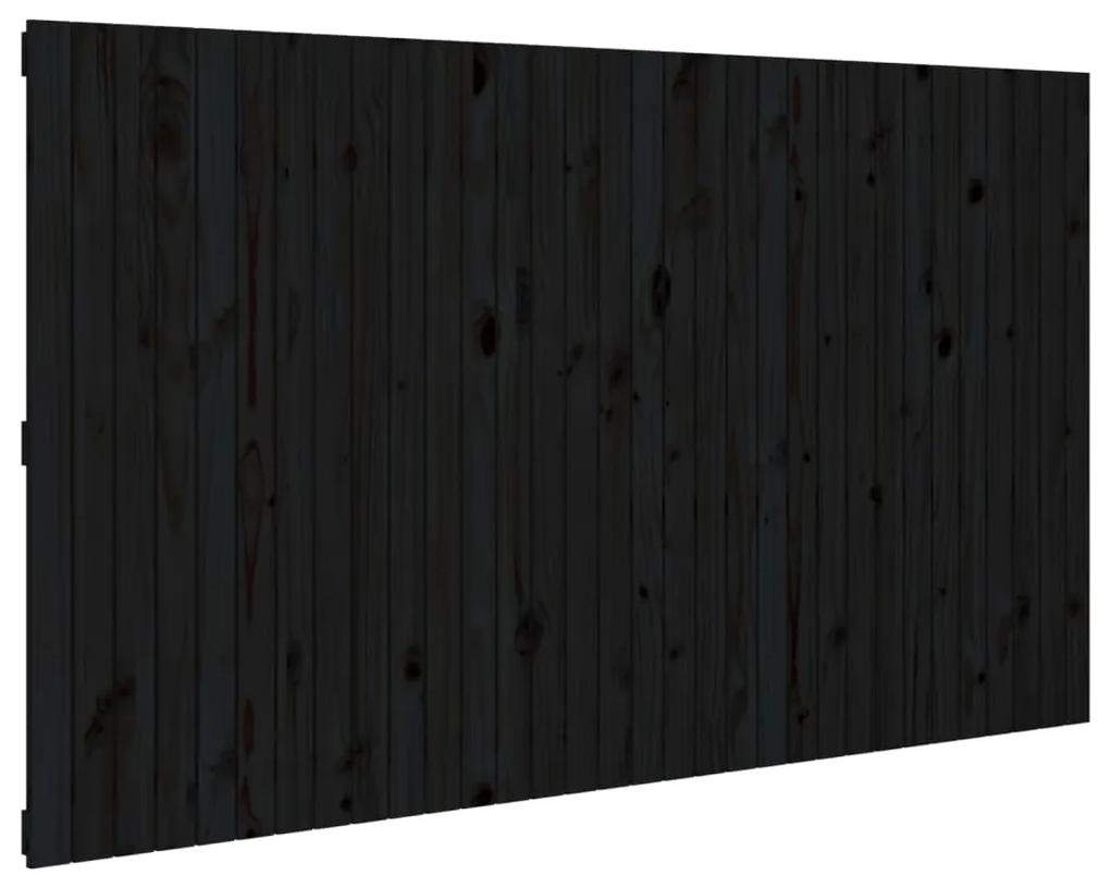 Testiera da parete nera 204x3x110 cm in legno massello di pino