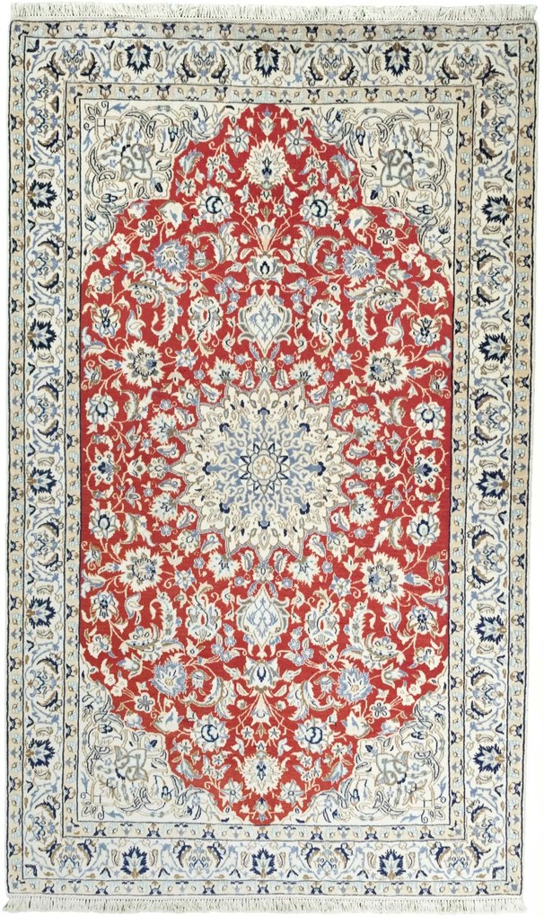 Nain Tappeto persiano 210 x 130 Rosso (Iran) Annodato A Mano