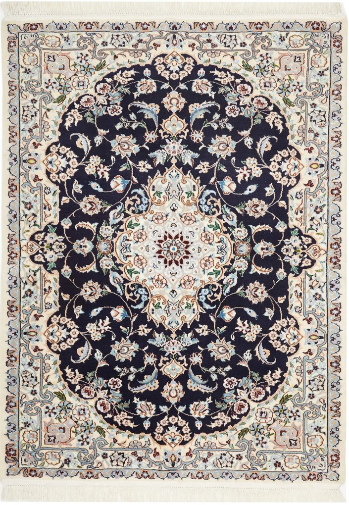 Nain Tappeto persiano 130 x 100 Blu (Iran) Annodato A Mano