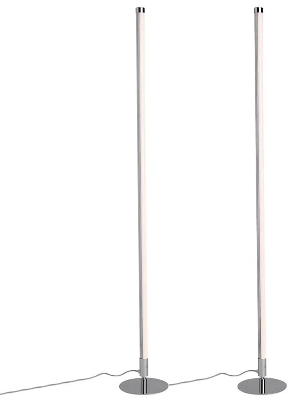 Set di 2 lampade da terra moderne a LED cromate - Line-up