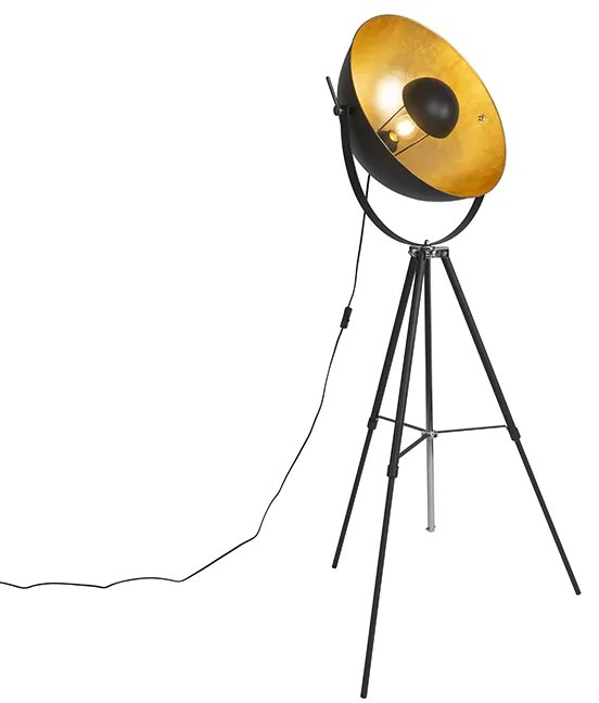 Lampada da terra nera con oro 51 cm treppiede regolabile - Magnax