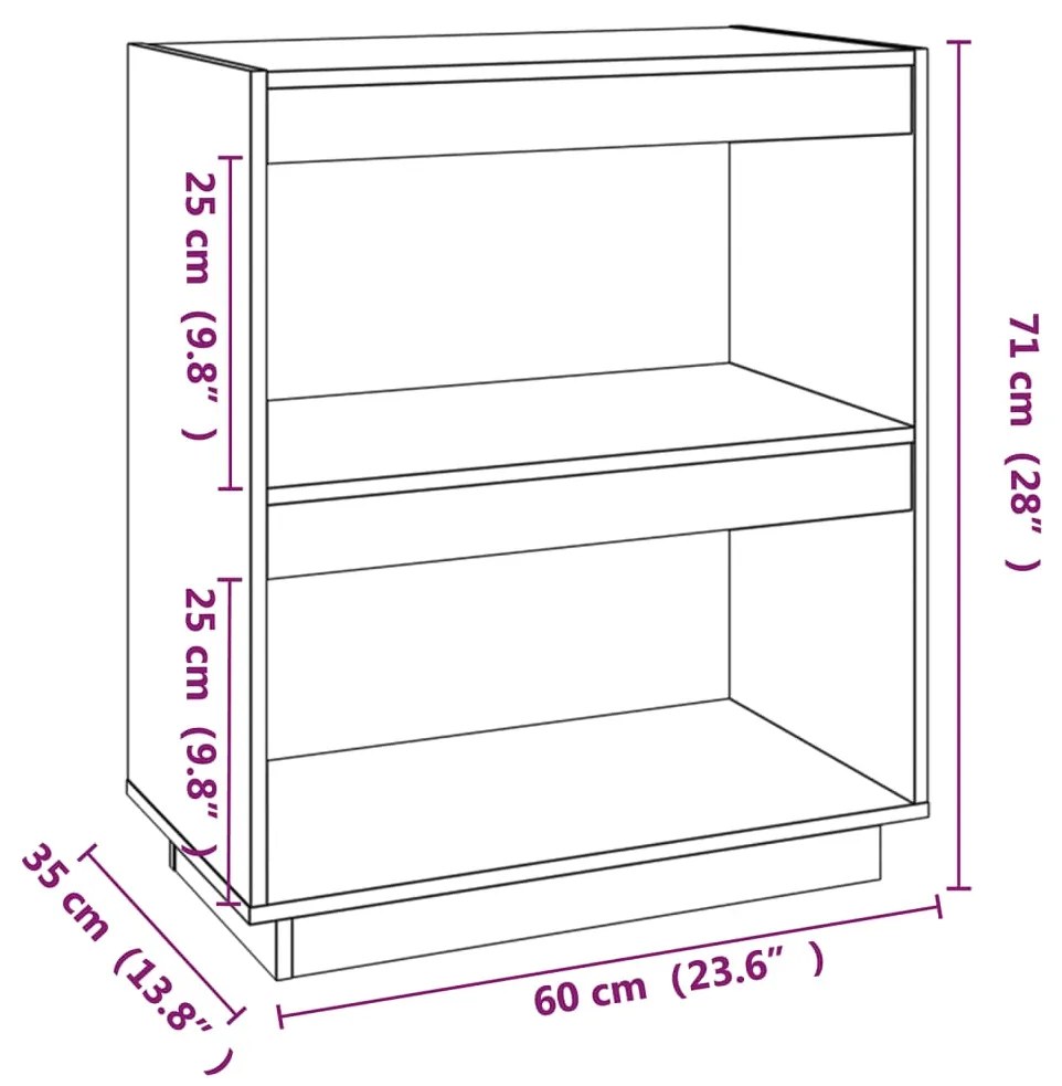 Libreria 60x35x71 cm in Legno Massello di Pino