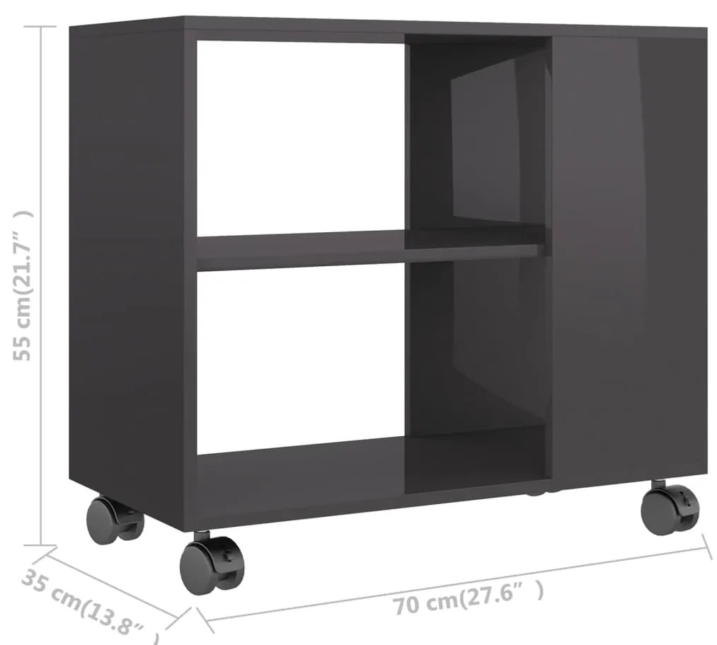 Tavolino da Salotto Grigio Lucido 70x35x55 cm Legno Multistrato