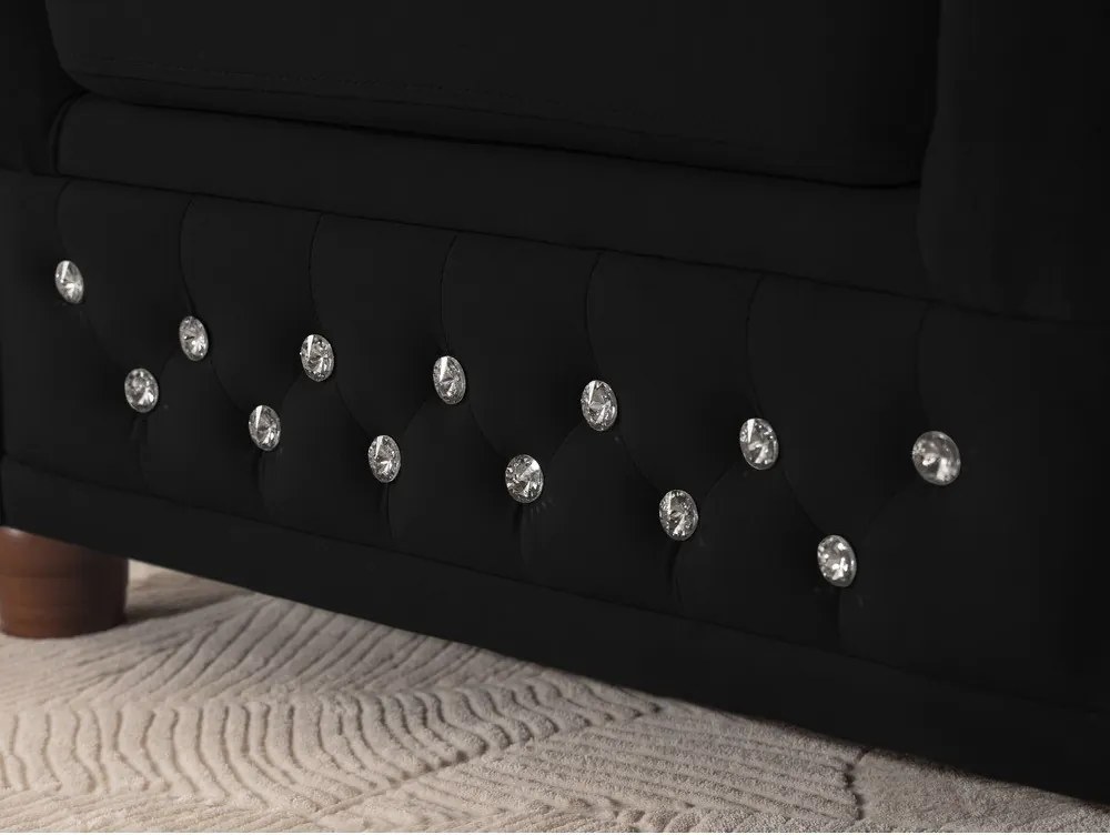 Divano angolare nero allungabile (con penisola a destra/a L) con rivestimento in velluto York Blik – Ropez