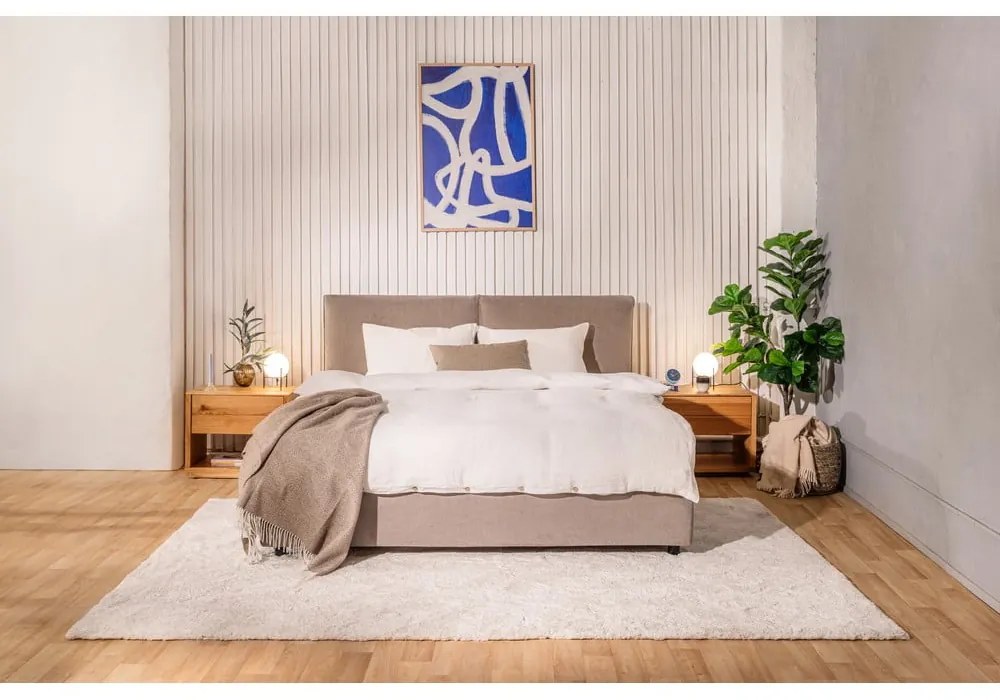 Letto matrimoniale imbottito grigio tortora con contenitore e rete inclusi 160x200 cm Myra Pillow – Bonami Selection