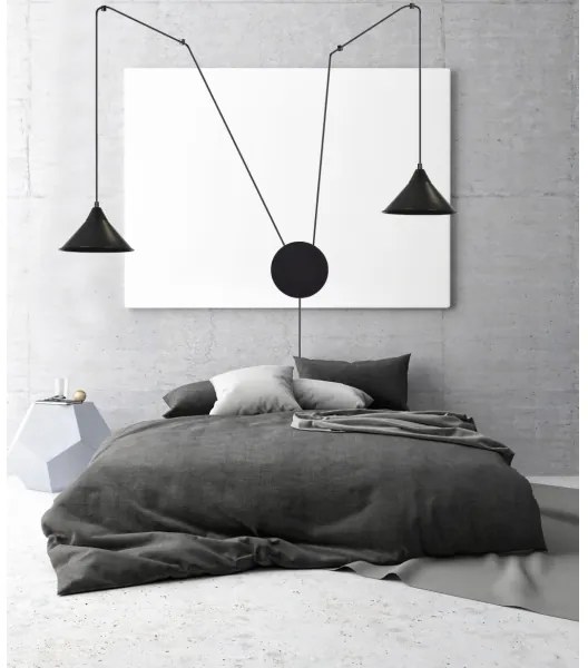 Lampadario a sospensione con filo ABRAMO 2xE27/15W/230V nero