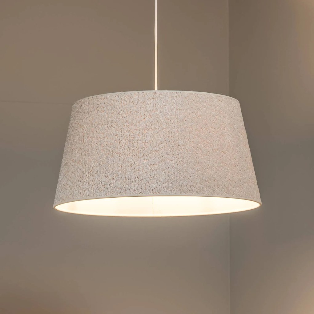 Euluna lampada a sospensione Boucle, tessuto ecru, Ø 50 cm, 1 luce