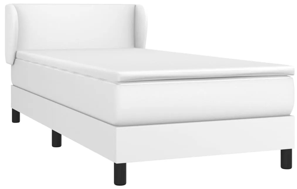 Giroletto a molle con materasso bianco 90x200 cm in similpelle
