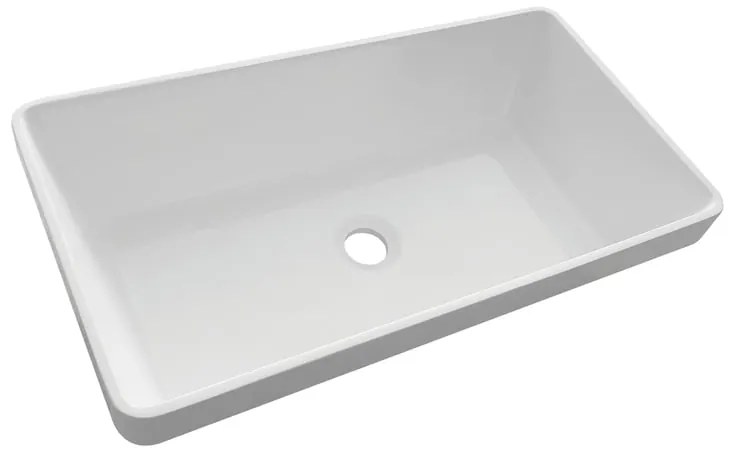 Lavabo d'appoggio rettangolare Loto L 58 x H 14 x P 32 cm in resina bianco lucido