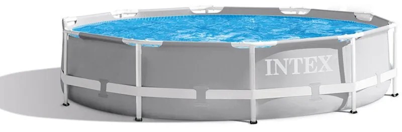 Intex - 26702NP – Piscina Fuori Terra Prisma Frame Rotonda, Pompa Filtro 1250 L/h, 4485 l, Acciaio e pvc, Grigio, 305x76 cm