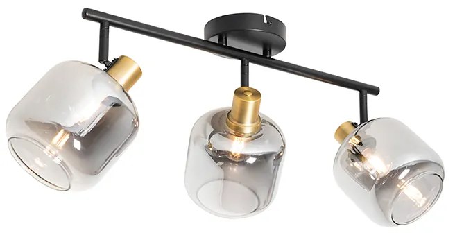 Faretto da soffitto nero con vetro fumé oblungo 3 luci - Zuzanna