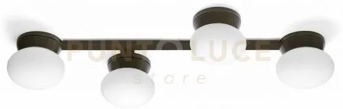 Fuji lampada da parete o soffitto 4 luci grigio tortora diffusore b...