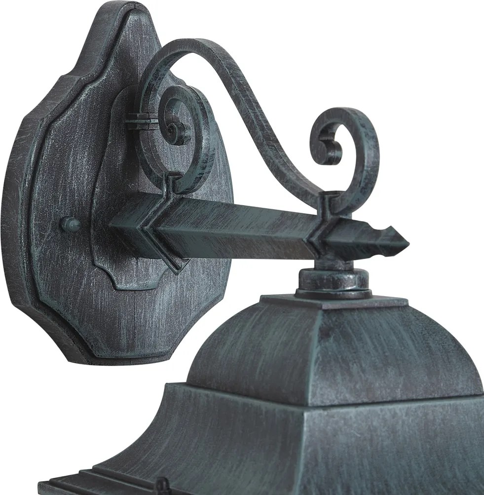 Lanterna da parete vintage per esterni nera con verde antico IP44 - Antigua Down