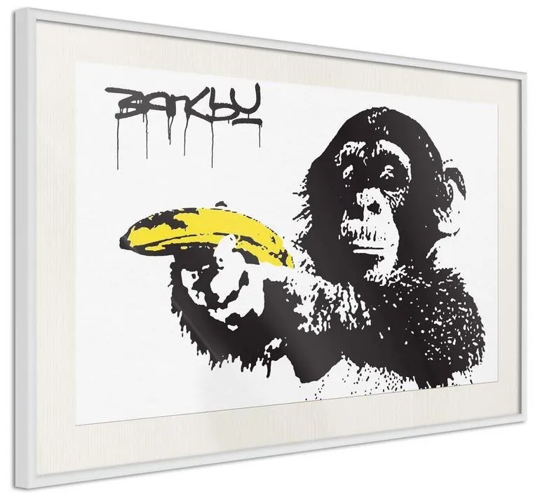 Poster  Banksy: Banana Gun I  Cornice Quadri Cornice nera con pass-partout, Larghezza x Altezza Home decor 30x20