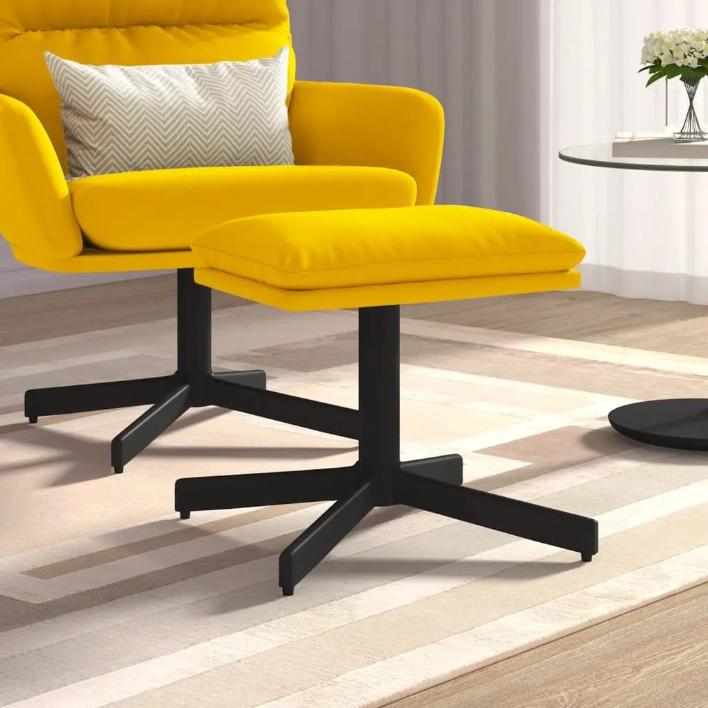 Poggiapiedi Giallo Senape 60x60x36 Cm İn Velluto /
