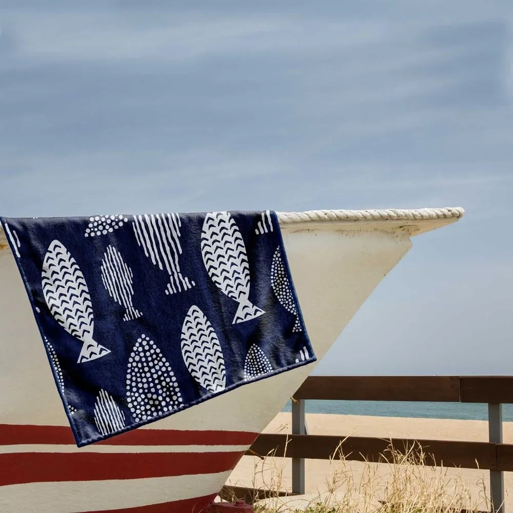 Telo mare blu scuro 90x180 cm Fish - DecoKing