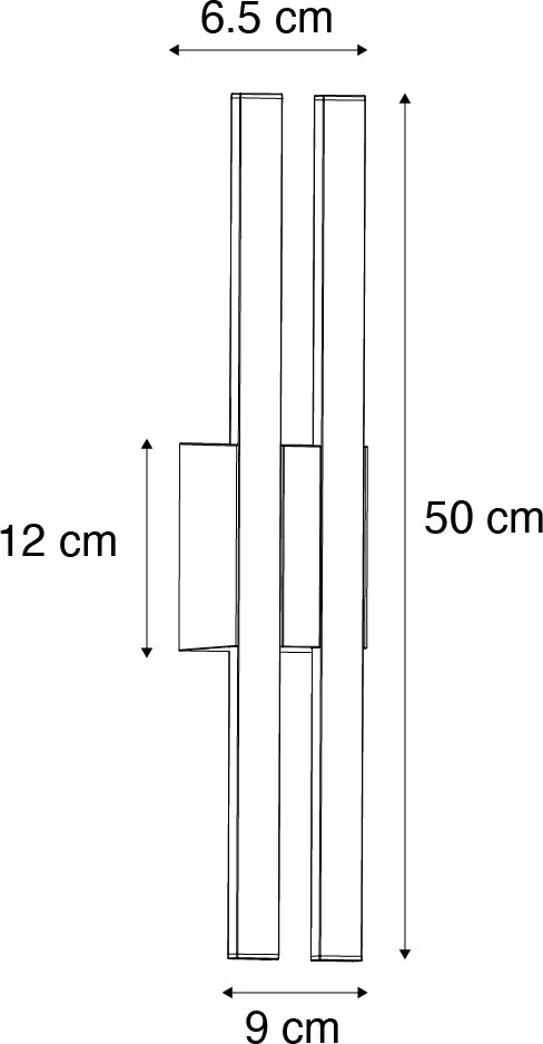 Applique da parete esterna moderna nera con LED 2 luci IP54 - Jamal