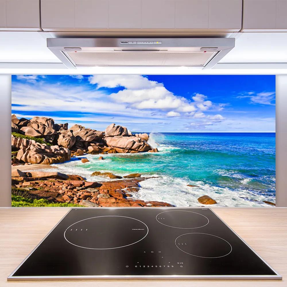 Pannello paraschizzi cucina Spiaggia Rocce Paesaggio Del Mare 100x50 cm