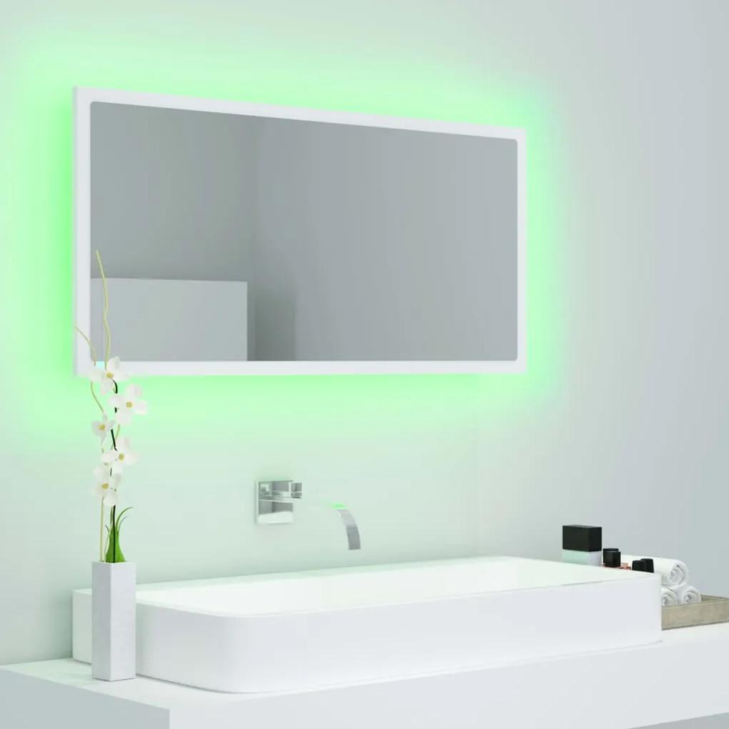 Specchio da Bagno con LED Bianco 90x8,5x37 cm in Acrilico