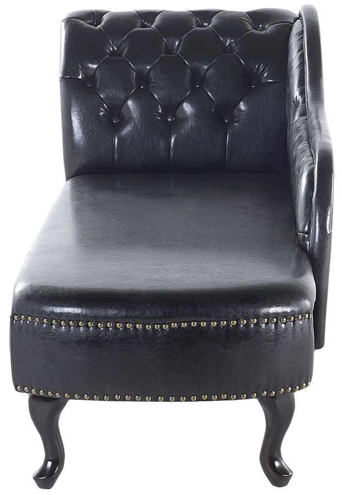 Chaise longue vintage sinistra in pelle sintetica nera NIMES Beliani