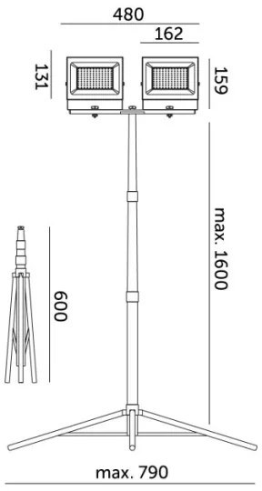 LED Riflettore con il supporto TIGRA 2xLED/50W/230V 4000K IP54 nero/giallo