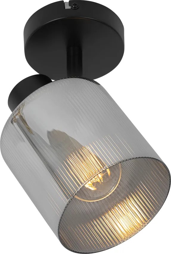 Faretto da soffitto Art Déco nero con vetro fumé regolabile - Laura