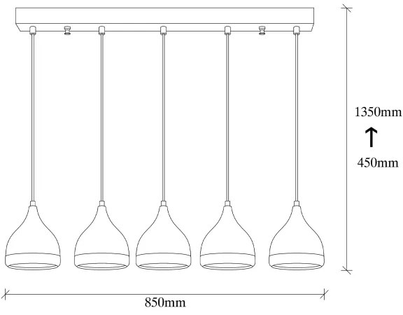 Lampadario su filo YILDO 5xE27/40W/230V