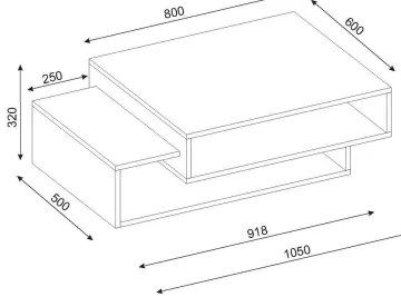 Tavolino TAB 32x105 cm beige/bianco