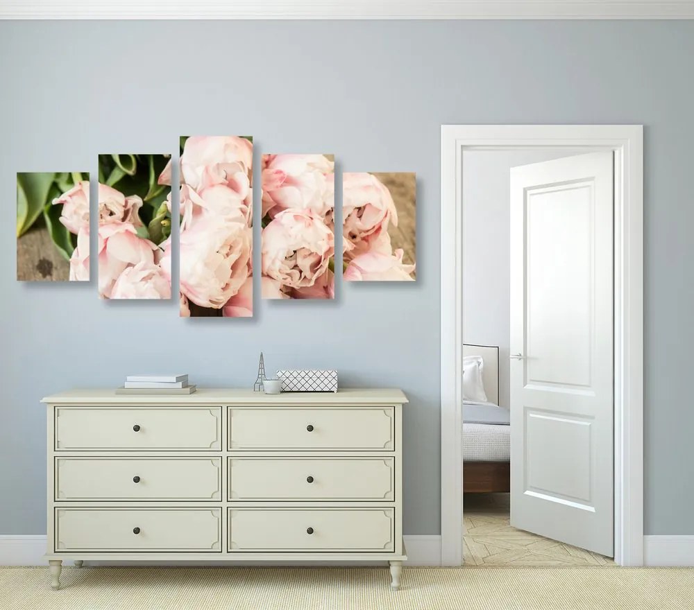 Quadri 5 pezzi – Bouquet romantico