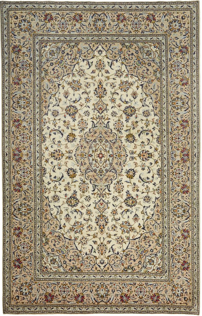 Kashan Tappeto 190x300 Beige (Iran) Annodato A Mano