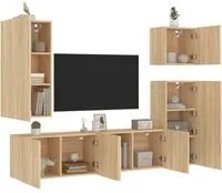 Mobili TV a Muro 5pz Rovere Sonoma in Legno Multistratocod mxl 134217