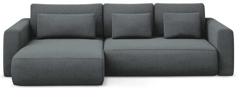 Divano angolare grigio scuro allungabile/con contenitore (con penisola a sinistra/con chaise lounge) Kapua – Makamii