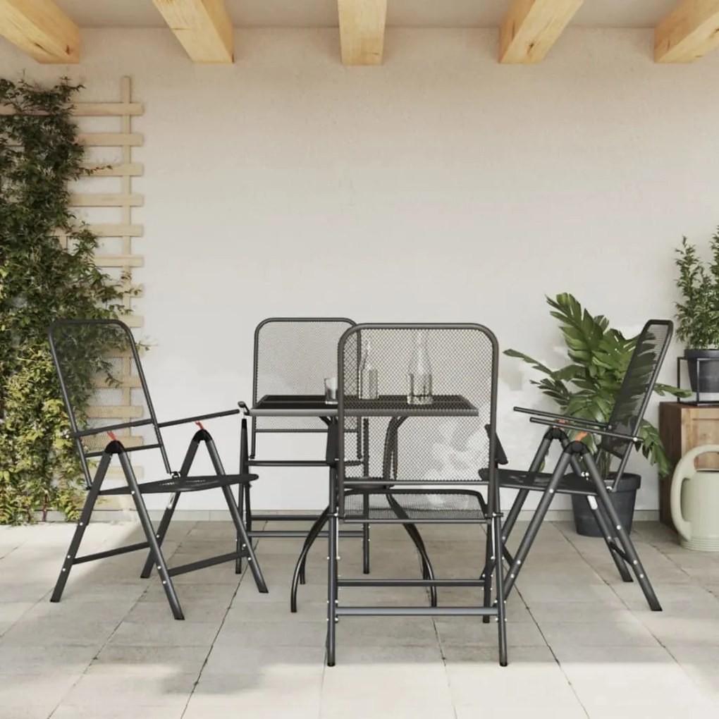 Set Da Pranzo Da Giardino 5pz Antracite İn Rete Metallica /