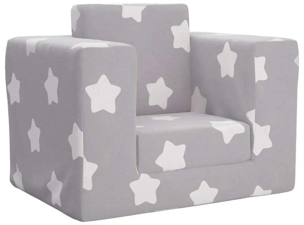 Divano Letto Bambini Grigio Chiaro Con Stelle Morbido Peluche /