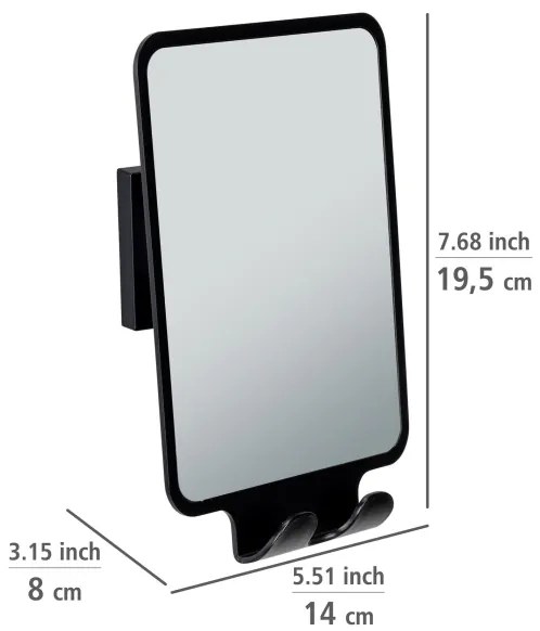 WENKO 71449800 - Specchio VACUUM-LOC QUADRO ED 14x19,5 cm nero