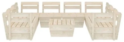 Set Divani da Giardino su Pallet 9 pz in Legno Abete Impregnato