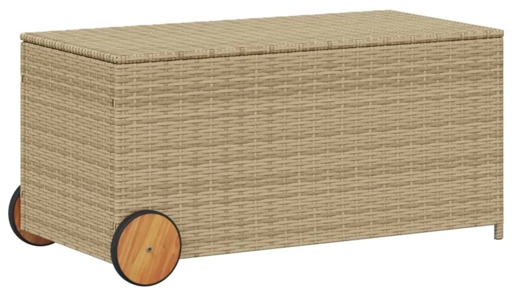Contenitore da giardino con ruote beige misto 190l polyrattan