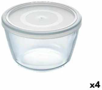 Porta Pranzo Rotondo con Coperchio Pyrex Cook  Freeze 1,1 L 15 x 15 x 10 cm Trasparente Silicone Vetro (4 Unità)