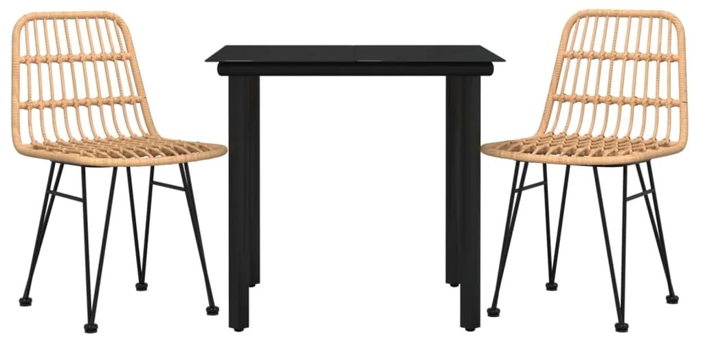 Set da pranzo da giardino 3 pz in polyrattan