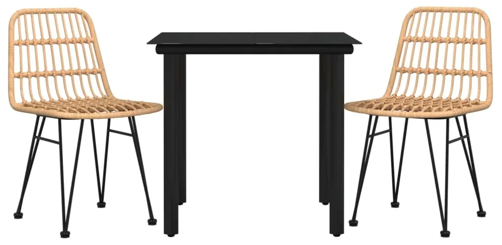 Set da pranzo da giardino 3 pz in polyrattan