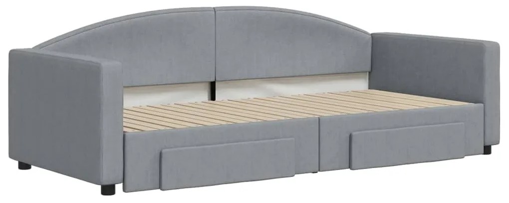 Divano letto estraibile cassetti grigio chiaro 90x200cm tessuto